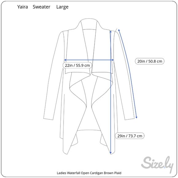 Yaira Ladies Brown Plaid Fall Waterfall Open Cardigan Sweater Vest Pockets Large - Picture 6 of 9